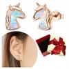 Unicorn Earrings, Plated, S925 Mother Of Pearl Unicorn Stud