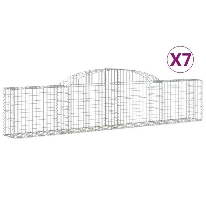VidaXL Paniers à gabions arqués 7 pcs 300x30x60/80 cm Fer galvanisé, gabion, cage de gabion, panier de mur de gabion, mur de 3146490