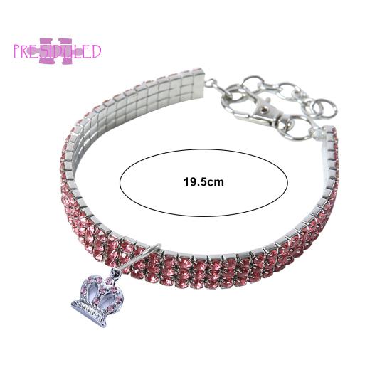 Shifenmei Juego De Collar Y Correa Para Perros Pequeños, Collar De Perro Rosa Brillante Para Cachorro, Collar De Chihuahua, Collar De Perro Con Diamantes De Imitación, Collar De Perro XS