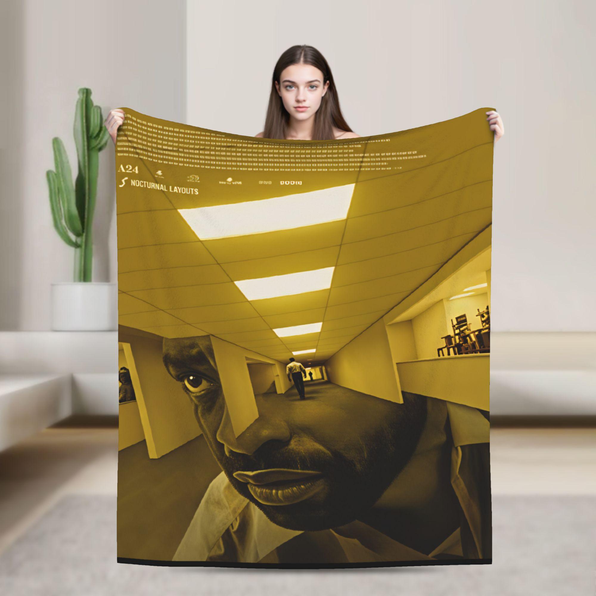 Happy Adults Toys Unisex Soft Blanket Travel Horror Movie Backrooms Throw Blanket Flannel Bedspread For Home Decor Novelty Sofa Bed Cover