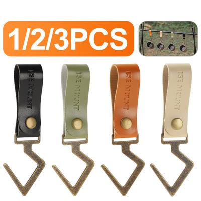 Pu Leather Hooks Outdoor Camping Buckle S-Shaped Key Hook Field Metal Buckl Camp Supplies Kitchenware Hook Clothes Storage Rack