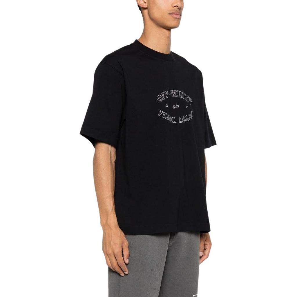 Off-White Letter Logo Printed Short Sleeve T-Shirt Men Tops Black OMAA120F24JER00M1001
