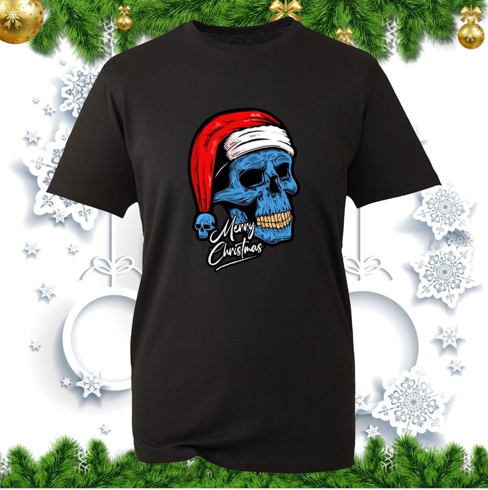 Santa Skull Merry Christmas Tshirt Skeleton Skull Scary Santa Claus Xmas Top