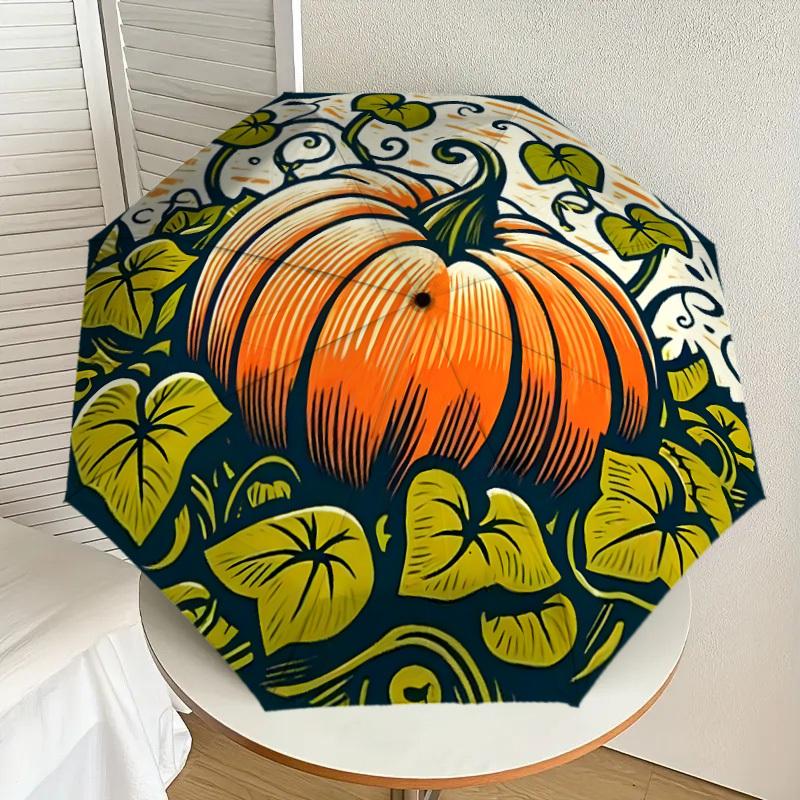 

1pc Autumn Harvest Pumpkin Design Umbrella with Plastic Handle,Suitable for All Seasons Home Travel Outdoor UmbrellaDD1210