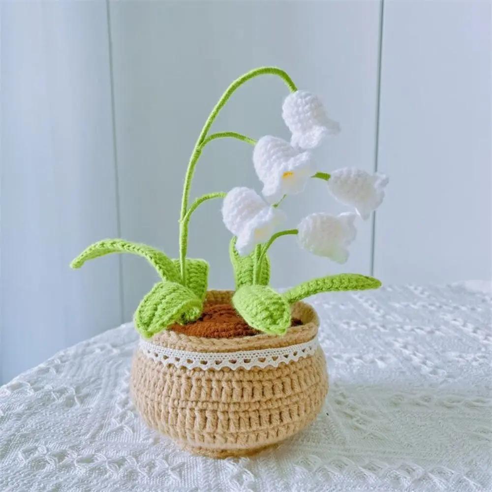 Handmade Tulip Potted Flower Bundle Decoration DIY Crochet Material Bag Self Made Decoration
