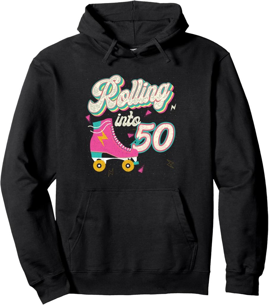 Design Birthday Roller Skates Rolling Into Funny Unisex Hooded Black
