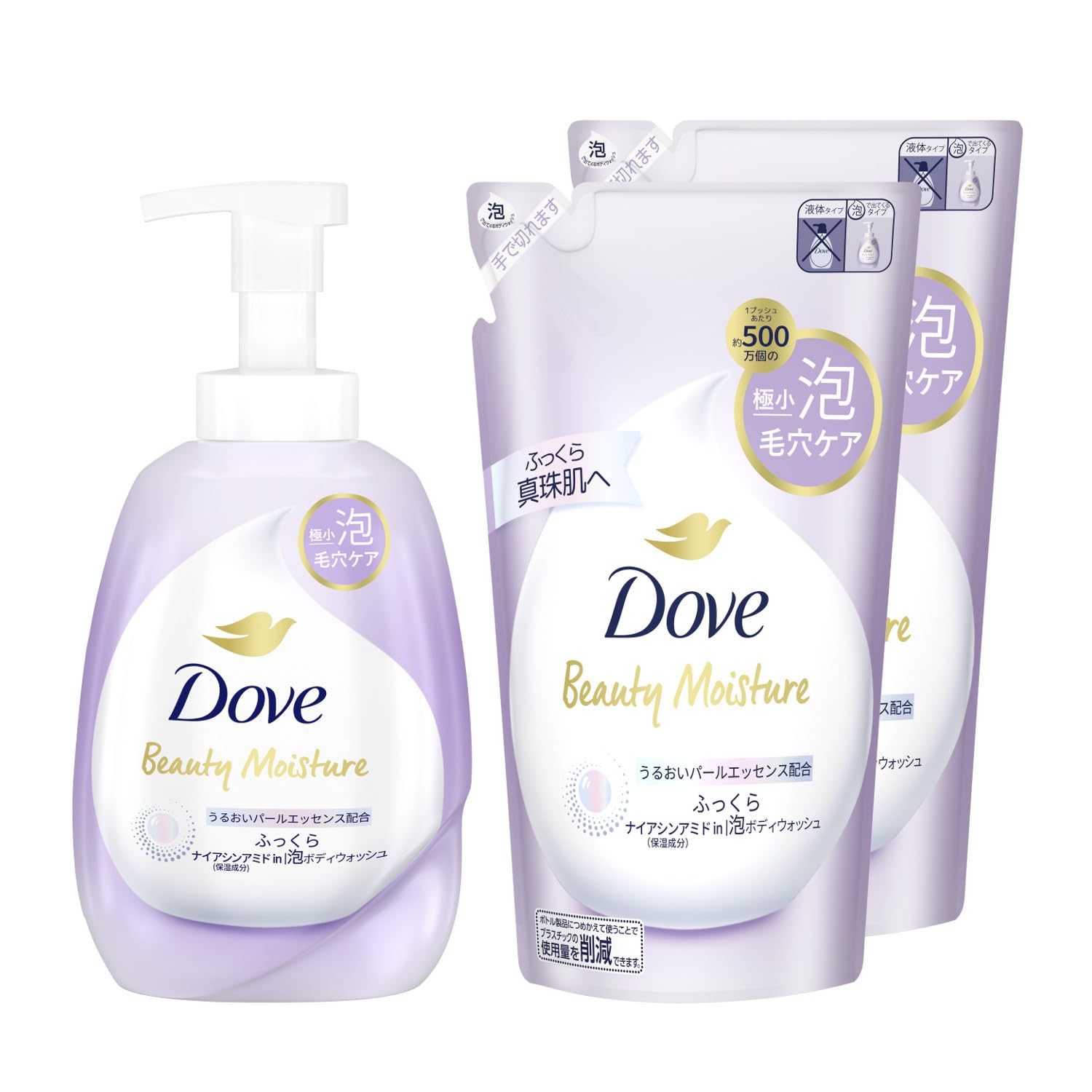 

Dove Beauty Moisture Foaming Body Wash, Fluffy, 540g + 2 Refills (430g each)
