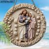 Nativity Scene Wooden Sign, Charming Jesus's Family Round Sign for Front Door Wall Church Hanging Decor, Ideal Christmas Gift for Christians