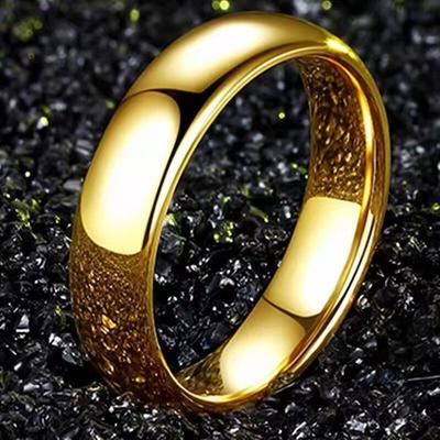 Nooit Verkleurend Fijne Gouden Kleur Glanzend Roestvrij Staal Ring Eenvoudig Rond 4mm Trouwringen voor Vrouwen en Mannen Koppel