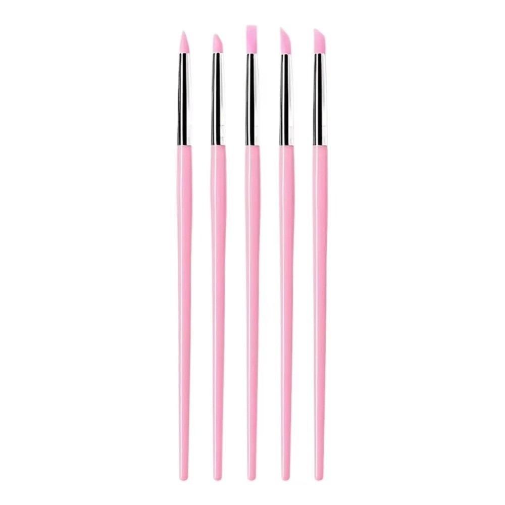 5Pcs DIY Manicure Silicone Nail Brush Small Head Polish Tip Silicone Nail Art Pen  Nail Art