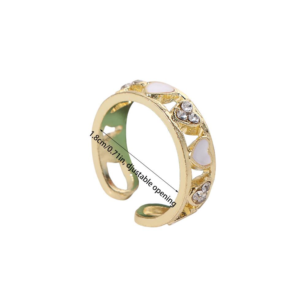 Adjustable Heart Ring Exquisite Rhinestone Ring Trendy Finger Ring  Hipster