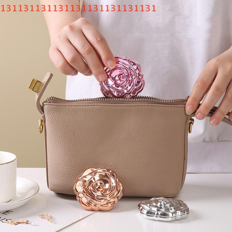 Portable Mini Mirror Retro Rose Flower Small Pocket Makeup Mirror Double Sided Hand Mirrors Compact Cosmetic Beauty Tool Gift