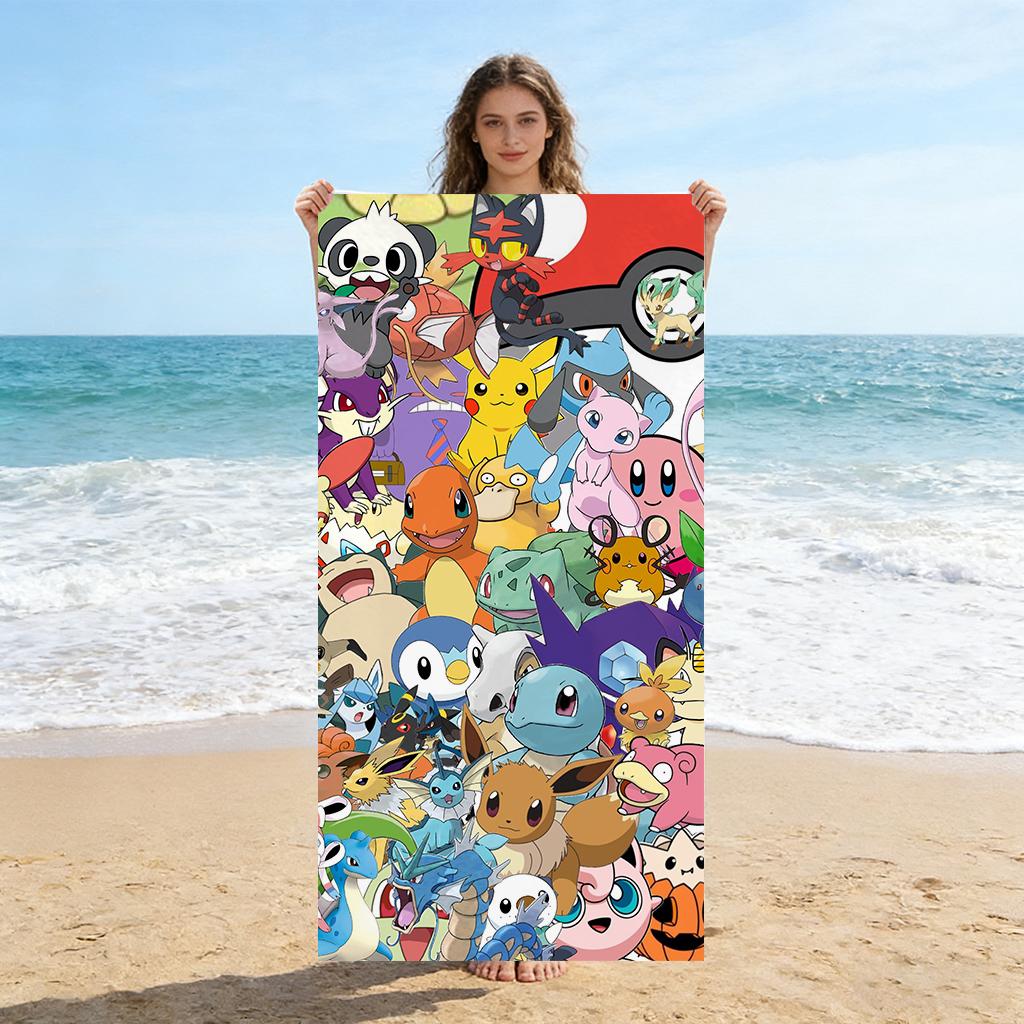 Extra Large Quick Dry Microfiber Beach Towel - Pokemon Design, Super Absorbent & Lightweight W30*H60(CM)