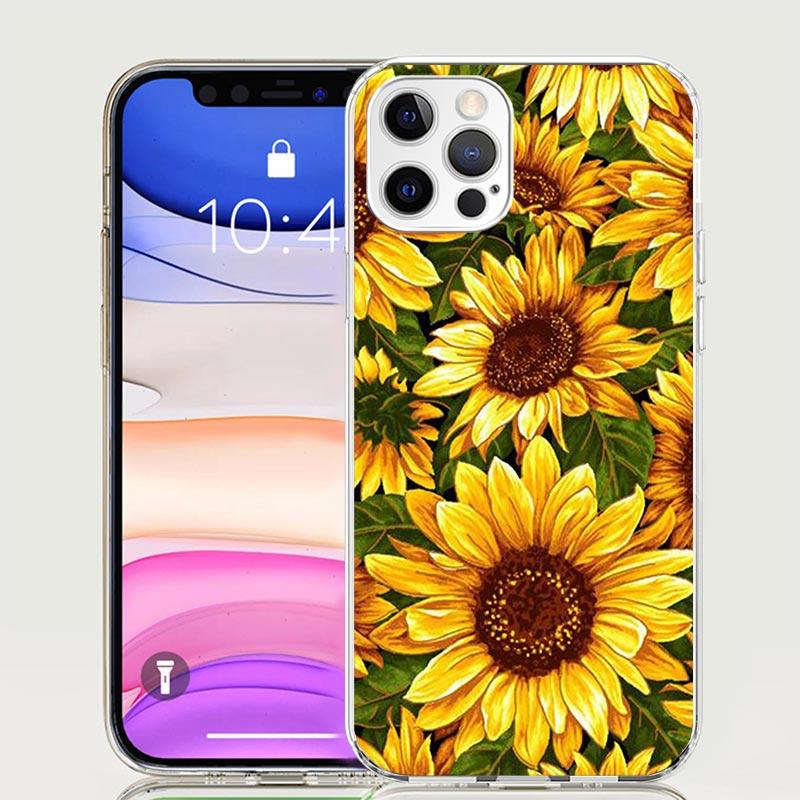 Beauty Yellow Sunflower Print Case Phone Cover for Apple iphone 16 15 14 13 12 Mini 11 Pro Max 16E X XS XR 7 Plus 8 + SE 2020 Tr