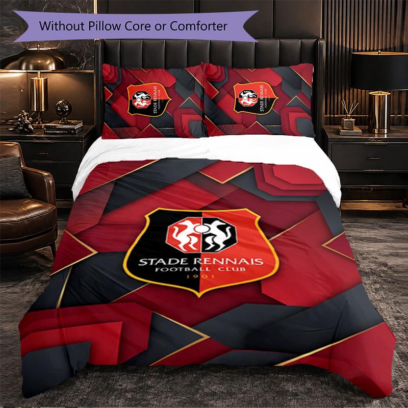 Stade Rennais FC Themed Bedding 3Pcs Duvet Cover Set Decorative Bed Linen For Teen Room Home Decoration