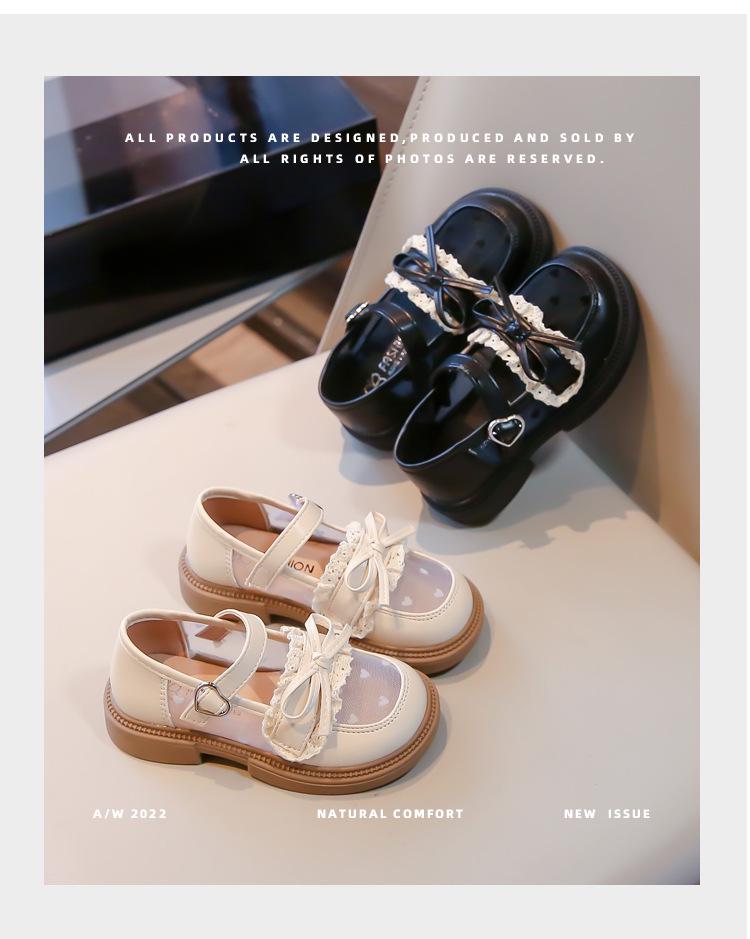 British Style Girls' Leather Mesh Soft Sole Princess Shoes - 2025 Summer Collection