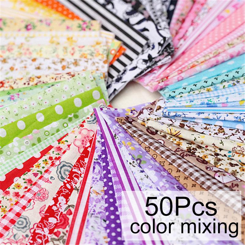 

50 шт. Цветочная ткань 10*10 см Хлопковая ткань для пэчворка, рукоделия, шитья, квилтинга, ткань для рукоделия, ткань с цветочным принтом, материал ручной работы 10*10cm красный/синий