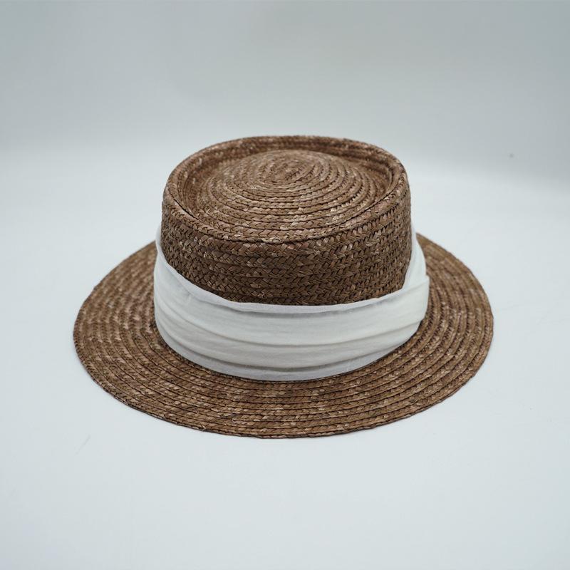 Brown Coffee Natural Straw Straw Hat For Men And Women French Retro Japanese Sunshade Sunscreen Beach Panama Top Hat Vacation