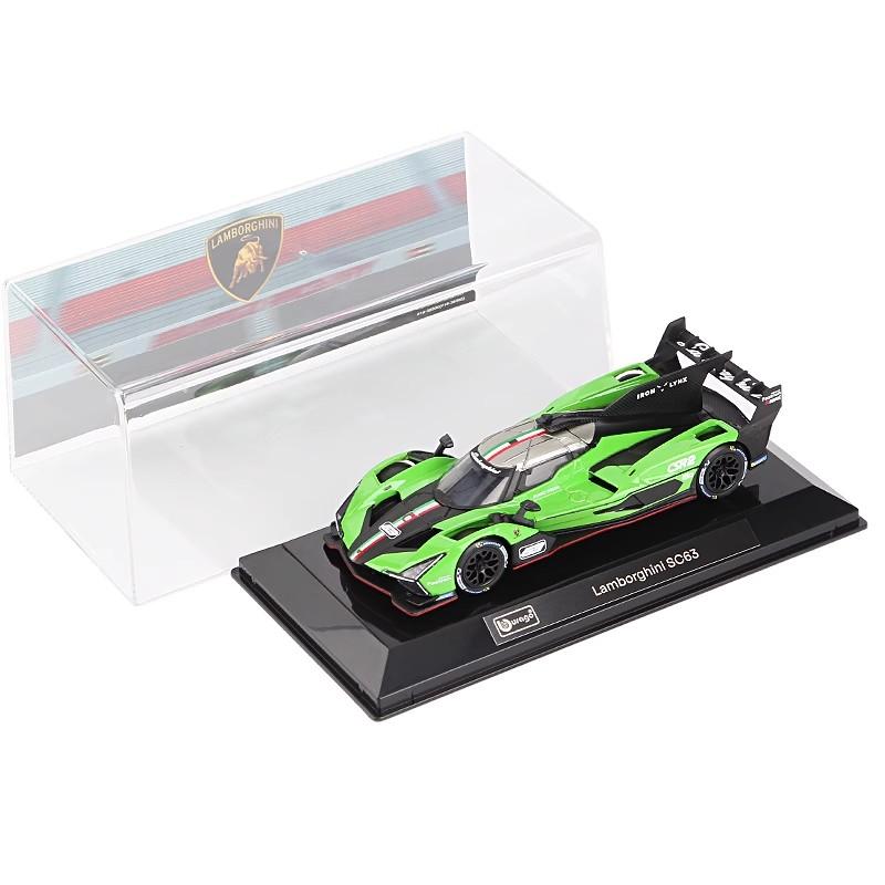 Ny på lager Bburago 1:43 24h Le Mans Racing Lamborghini Sc63 Porsche 963 Legering Miniatyr Støpt Modell Akryl Emballasje Leker