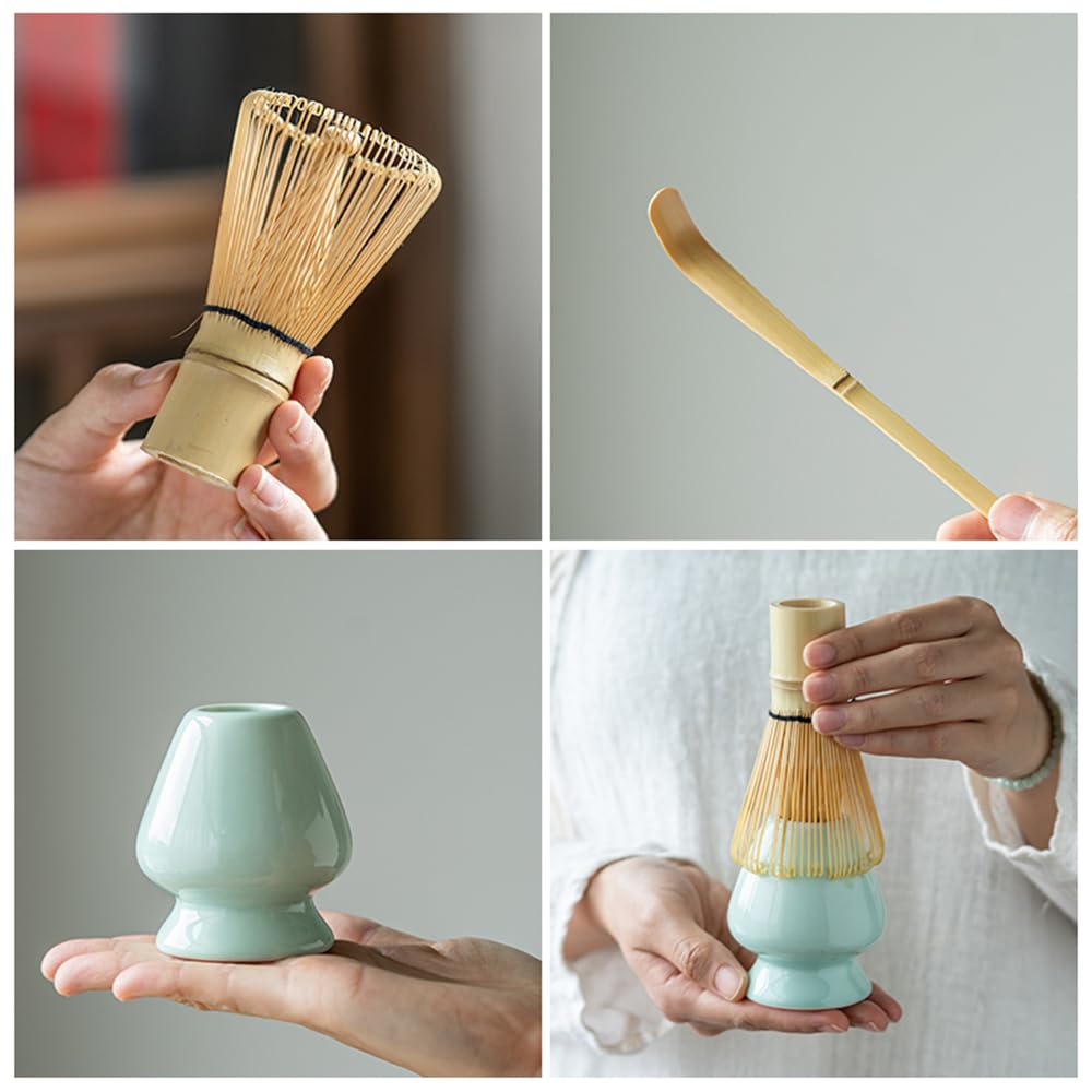 Japanese-style Matcha Tea Ceremony Set, 100-piece Tea Brush Set, Song Dynasty Bamboo Tea Ceremony Utensils, 3-Piece Set (Blue)