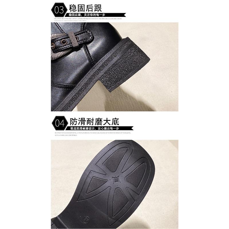 Short Shoes for Women Female Ankle Boots Platform with Laces Combat Lace-up Footwear Chunky Booties Punk Style Leather