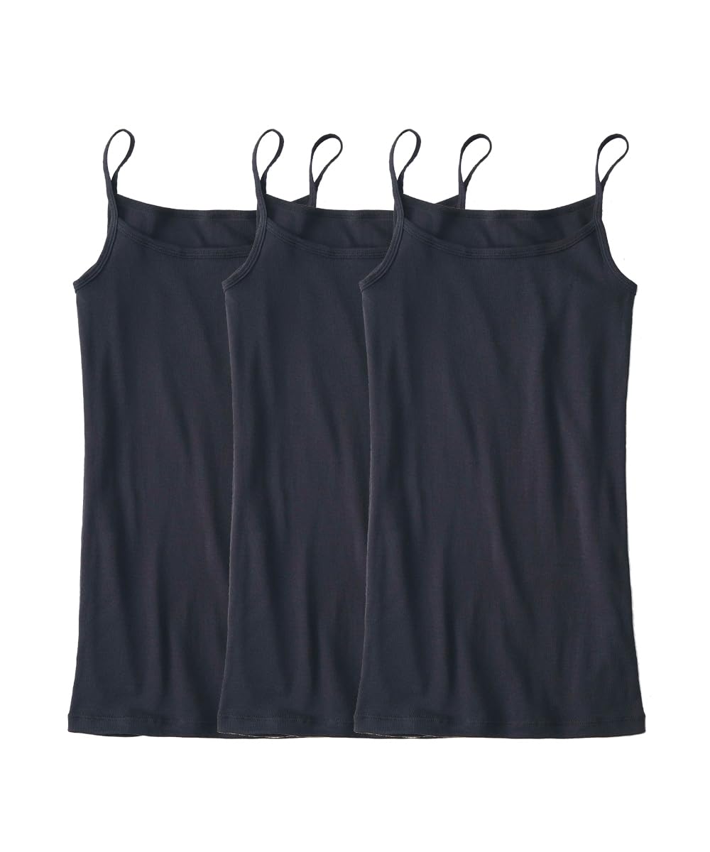 

Nissen Cotton Long Camisole Set of Black Camisoles with Transfer Size 4L 100% 3, (3 Name),