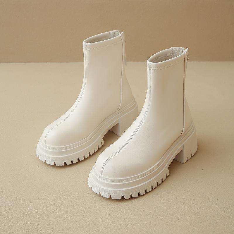 Damen Martin Stiefel mit dicker Sohle 2025 Frühling und Herbst neue Einzelstiefel beliebt große Größe Herbst und Winter Britischer Stil erhöht dünne Damen s