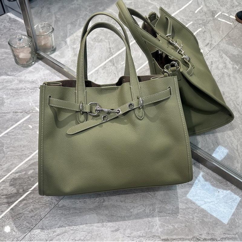 Tote Bag Women's 2025 New Leather First Layer Cowhide Versatile Premium Large-capacity Shoulder Portable Messenger Commuter Bag