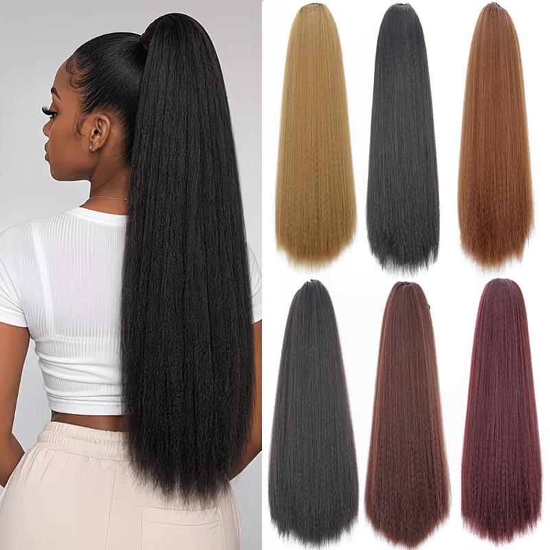 Long Curly Yaki Afro Ponytail Wig