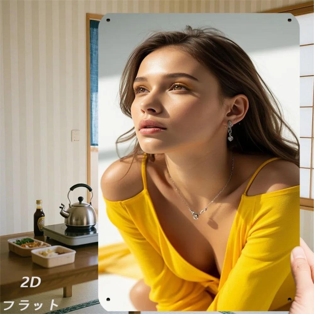 Vintage Metal Wall Art Retro Woman Portrait Iron Sign 8x12in Modern Home Decor