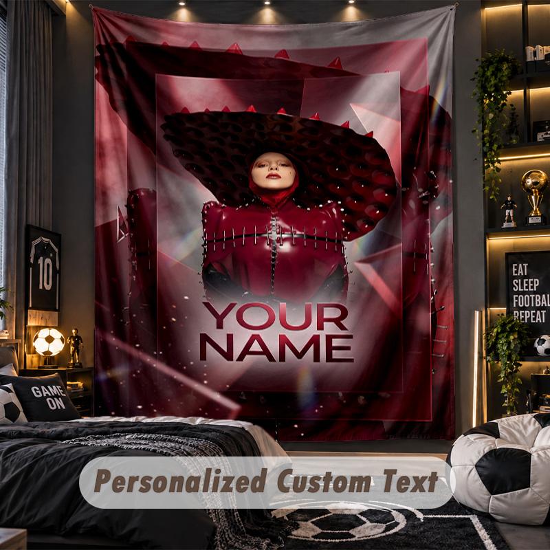 Personalisierte Wandtapisserie, Lady Gaga Individuell Bedruckter Name, Stoff-Wandkunst für Innenraum-Hintergrund