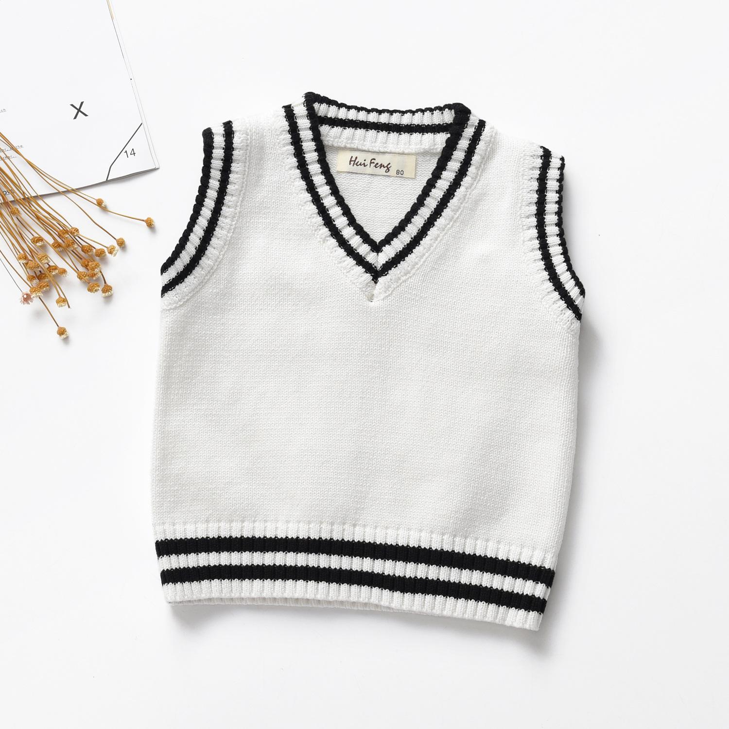 

Детский вязаный жилет с v-образным вырезом для мальчиков, верхняя рубашка, пуловер и нижняя рубашка 130cm белый