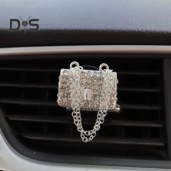 2 Stück Auto-Aromatherapie-Entlüftungsclip, luxuriöser Strass-High-Heel-Handtaschen-Lufterfrischer, Luftauslass-Dekorationsklemme, Auto-Innenzubehör