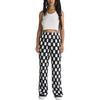Vans Benton Checker Easy Pant Loose Fit Wide Leg Elastic Waist Long Pants Women Pants Black VN000GA51KP