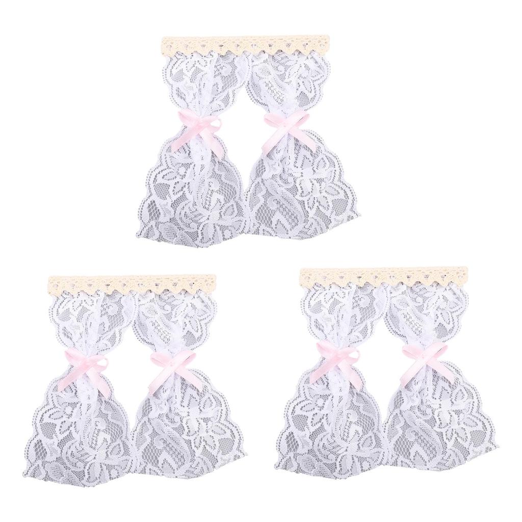 3 Pcs Dollhouse Lace Curtain Vintage Exquisite Elegant Miniature Lace Curtain for 1 12 Dollhouses Decoration Photography