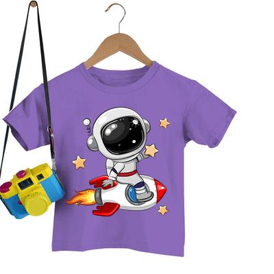 Astronaut Rocket Printed T-shirt Children's Short Sleeve T-shirt Cartoon Astronaut Boys and Girls T-shirt Summer T-shirt Top
