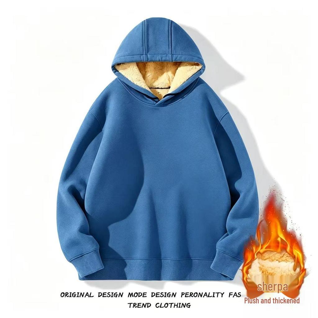 Boys' Winter Lambswool Hooded Jacket - Trendy Japanese Style, Versatile, Casual, and Artistic.