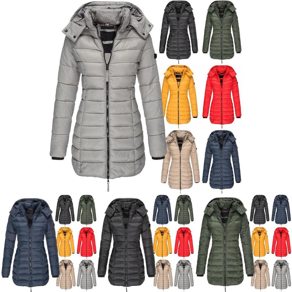 Cappotto Lungo da Donna Invernale Caldo con Cappuccio e Chiusura a Zip di Alta Qualità