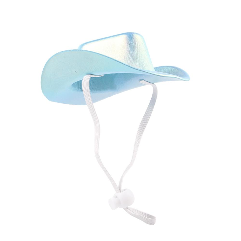 New Pet Pearlescent Shiny Cowboy Hat Outfit Set Cat Colorful Decorative Hat Pet Western Denim Accessories