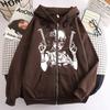 Women's Hooded Zip Up Loose Fit Long Sleeve Printed Butterfly Casual Cardigan Sweatshirt Jacket