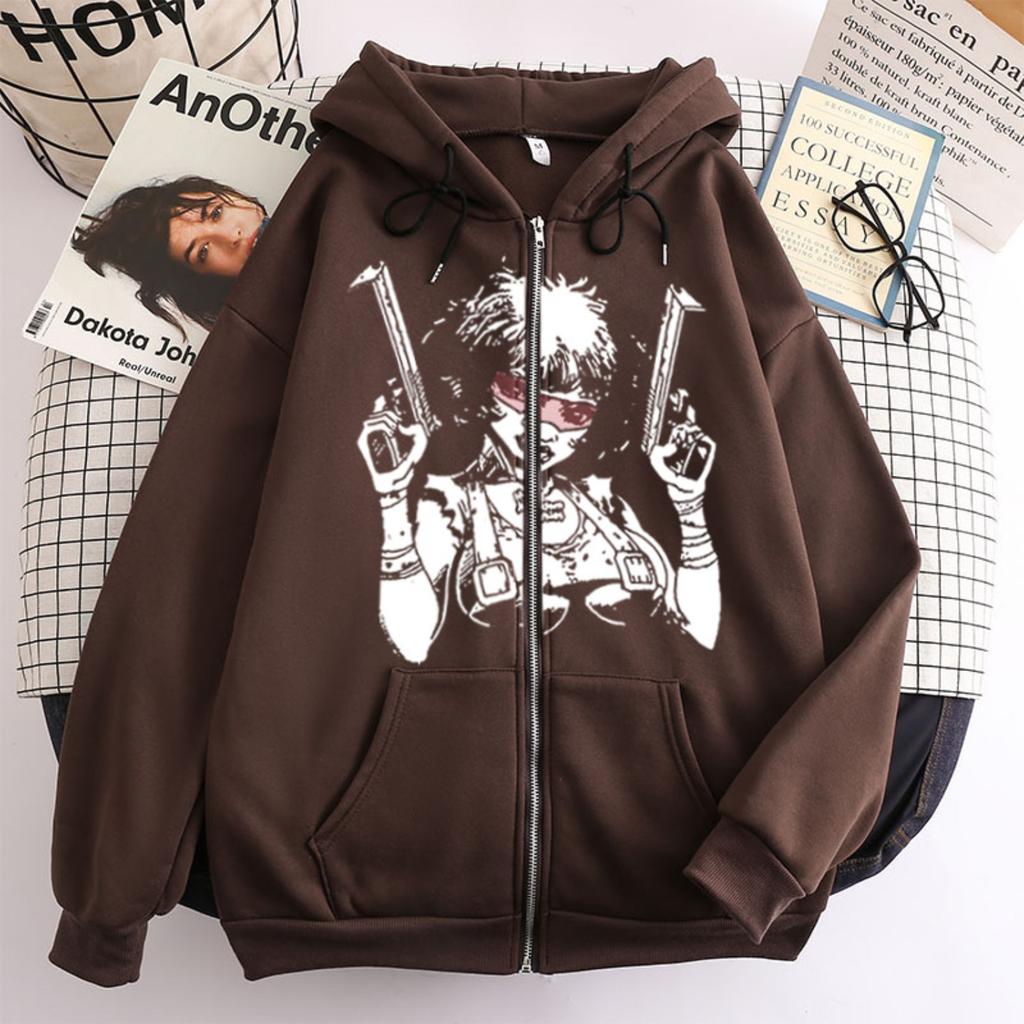 Women's Hooded Zip Up Loose Fit Long Sleeve Printed Butterfly Casual Cardigan Sweatshirt Jacket
