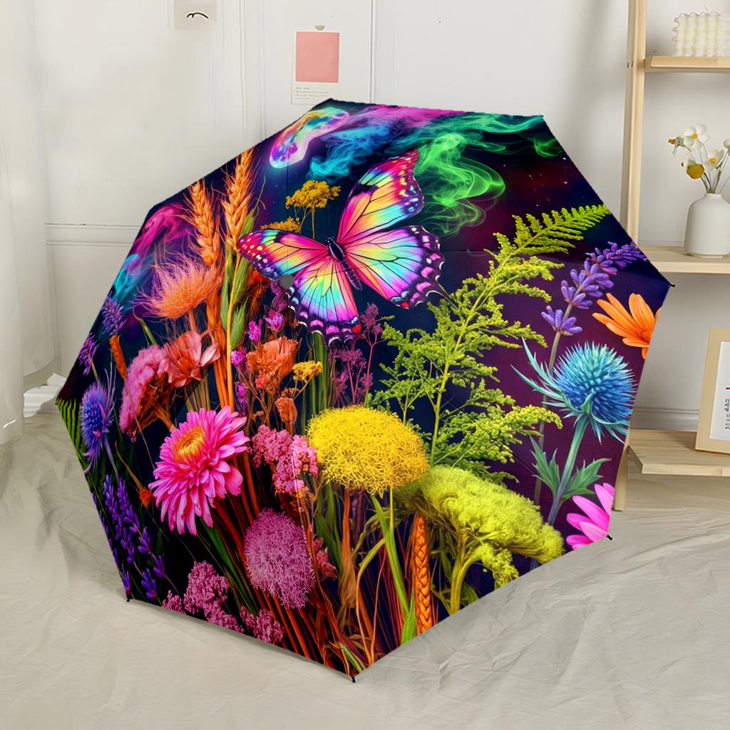 Butterfly Dreams In Lilacs Automatic Umbrella Sturdy 8-Rib Shaft Sturdy Construction All-Season Use Stylish Accessory Stylish Gift for Women