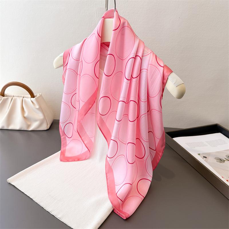 Luxury Floral Printed Square Scarf For Women Imitation Silk Scarves Bandanas Hijab Neckerchief Elegant Shawl Wraps