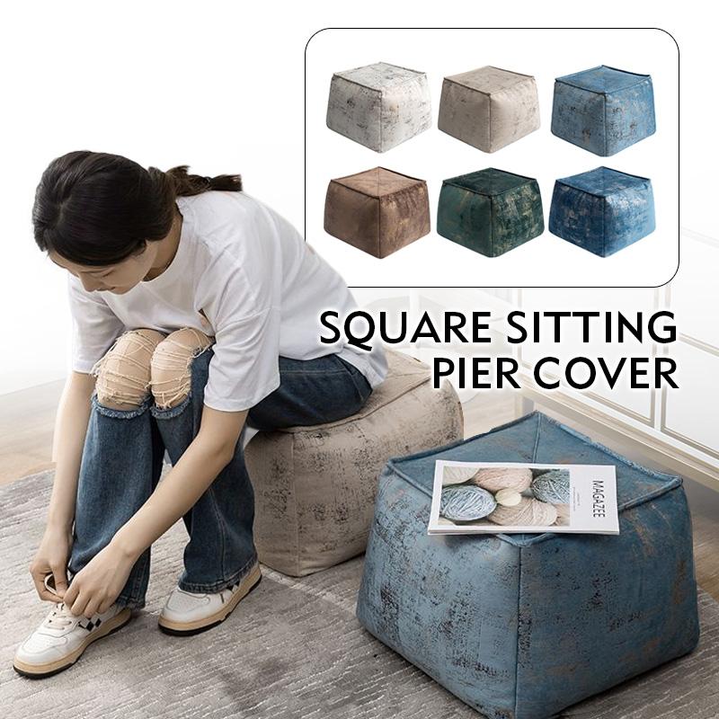 Japanisches Futon Kissenbezug Quadratisch Marokkanisches Leder Kissen Pouf Nordische Heimdekoration Hocker Sofa Fußhockerbezug Ohne Füllung