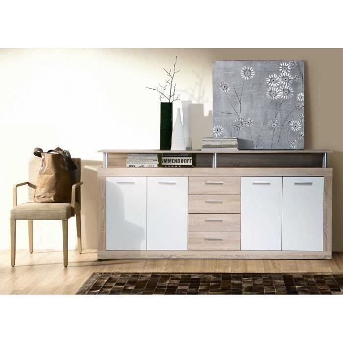 CAVA Contemporary Low Sideboard with Oak and White Decor - L 197 Cm