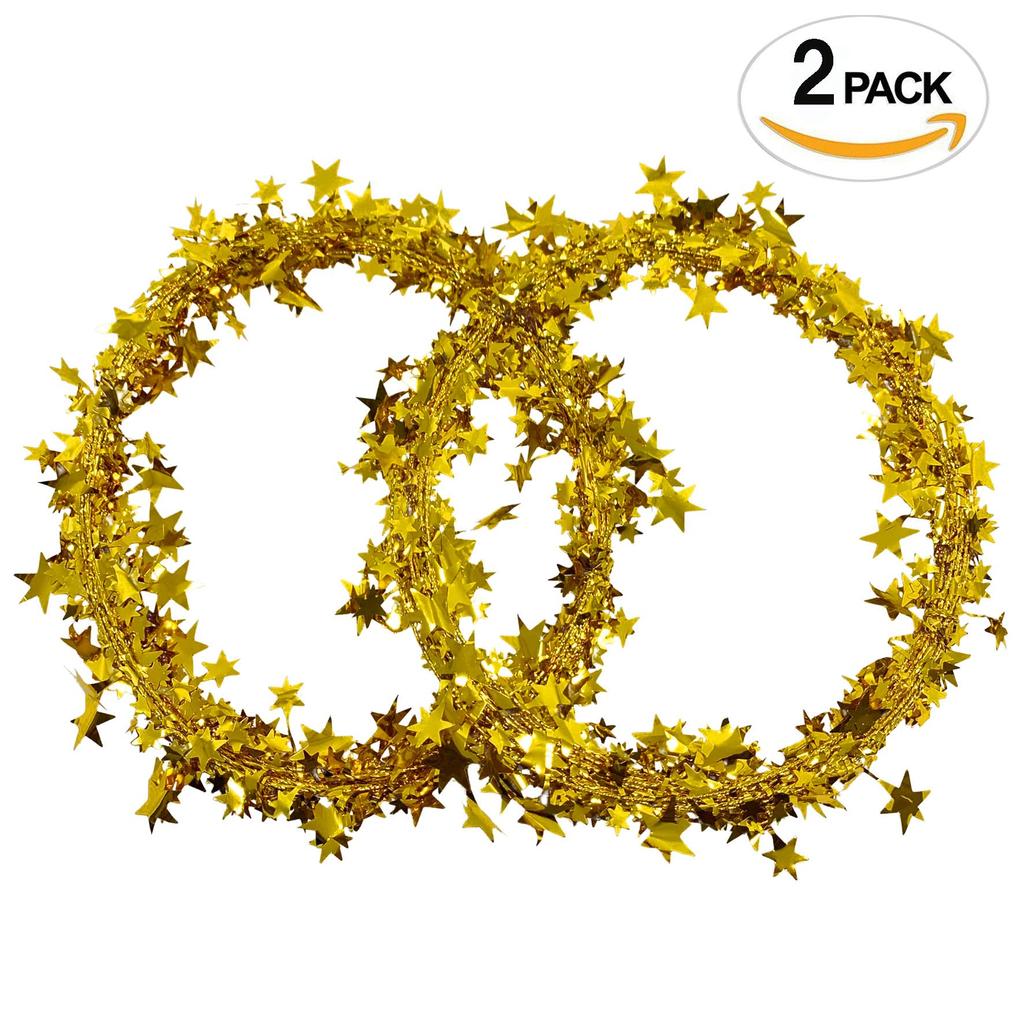 EDEN 15m x Sternengirlande mit Freely für Weihnachten Weihnachtsgeschäft und Funkelndem Gold (7.5m 2) Draht, Formbar, Partys, Sternförmige Dekorationen, Deko,