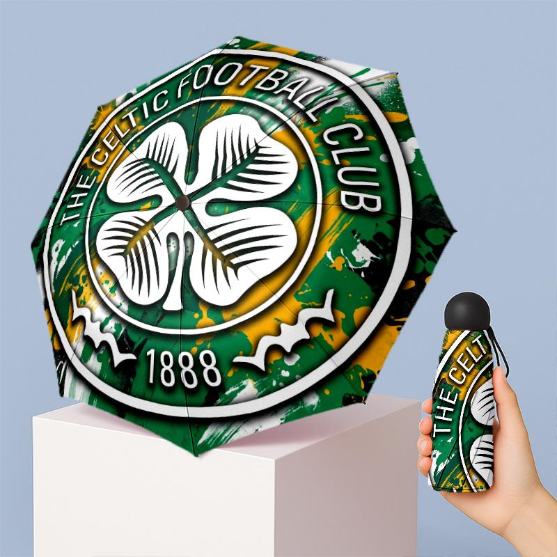 Celtic FC Mini 5 Fold Pocket Umbrella Compact Lightweight Anti UV Rain Sun Protection Umbrella Portable Travel Umbrella