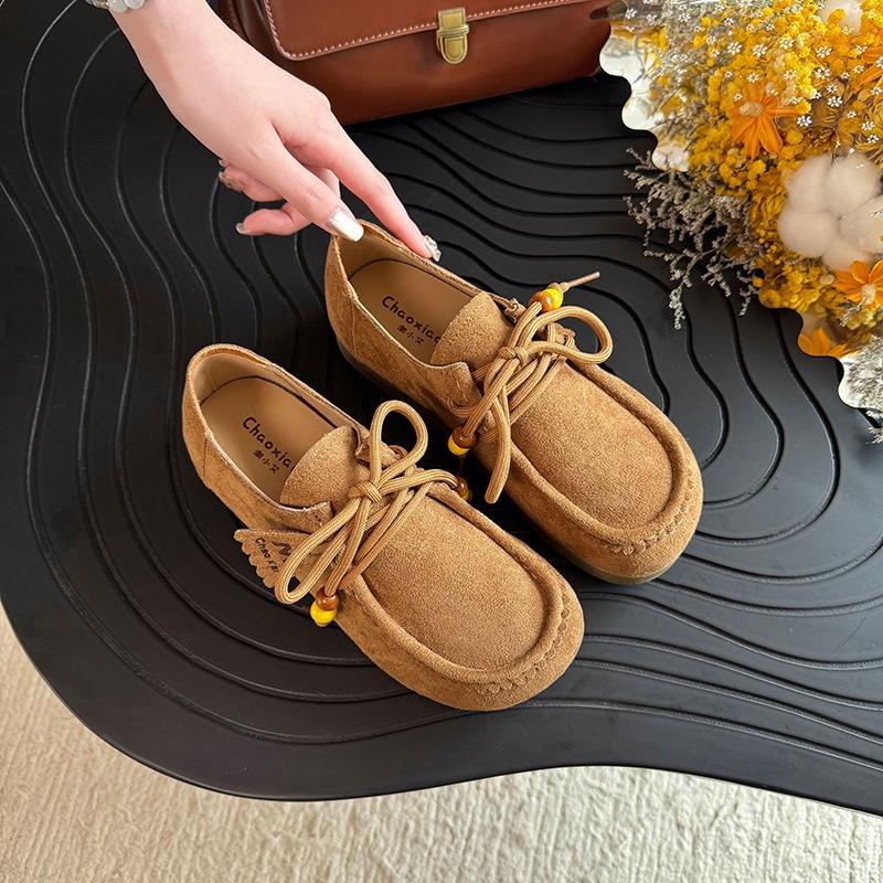 Women's Shoes Autumn New Retro Casual Kangaroo Shoes Platform Heightening Women's Single Shoes Women