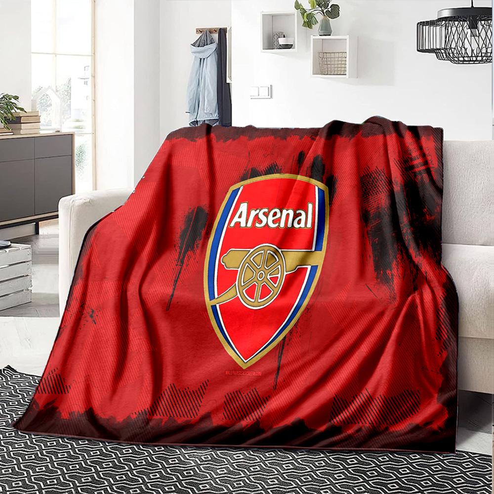 Coperta in Flanella con Stemma dell'Arsenal Football Club, Poliestere Morbido, Design Moderno, Per Tutte le Stagioni per Campeggio, Viaggi, Regali per Feste o Compleanni