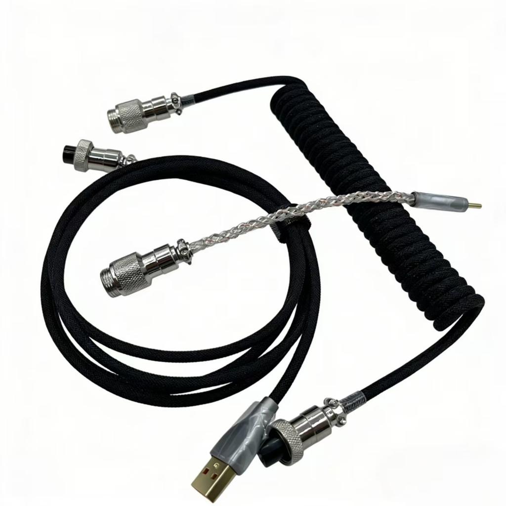 Flexible Spring Type-C Cable, 124 Standard Copper, 5V/1.5A, Durable Mesh Jacket, for Electronics Retailers